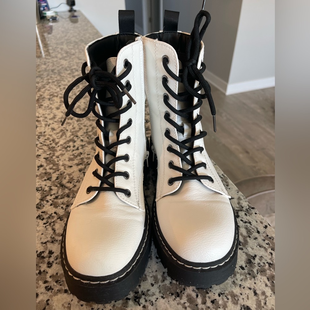 White combat boots